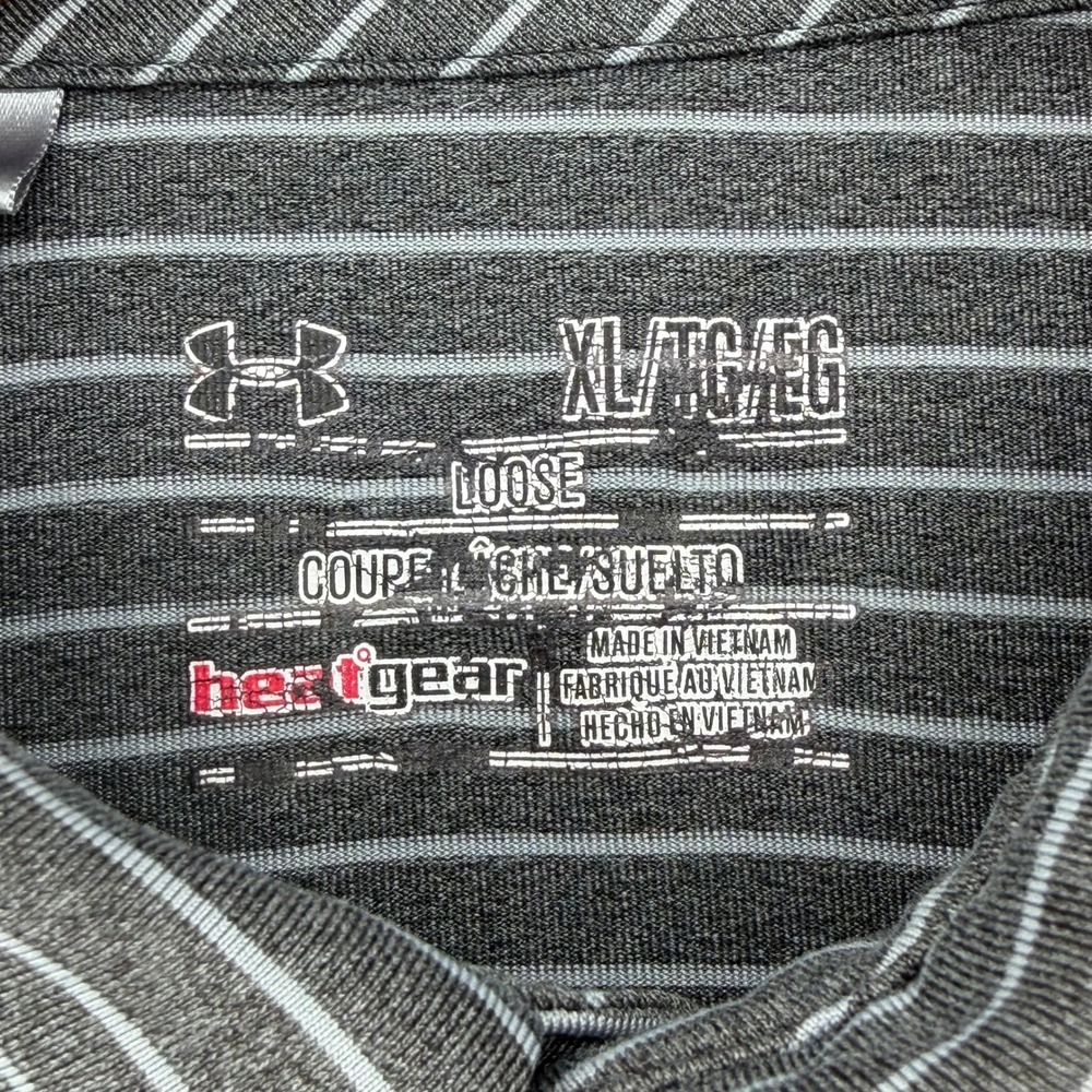 Under Armour Mens XL HeatGear Polo Shirt Gray Striped Loose Fit Golf Top - Picture 5 of 10